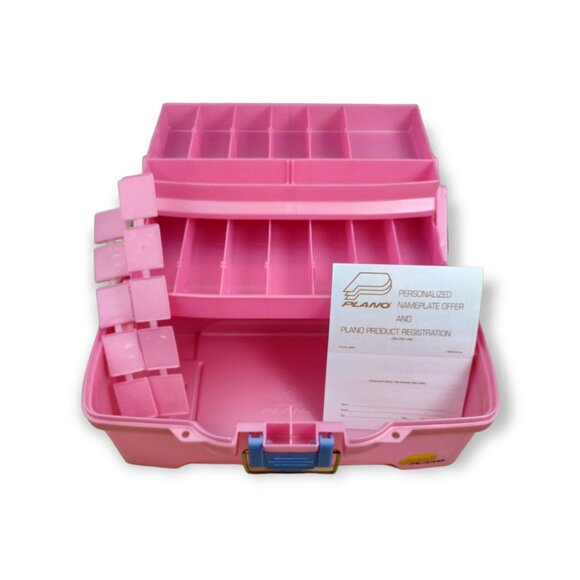 Plano Two Tray Makeup Storage Box Model: 6202-92 Pink/Periwinkle (New) - Picture 2 of 10